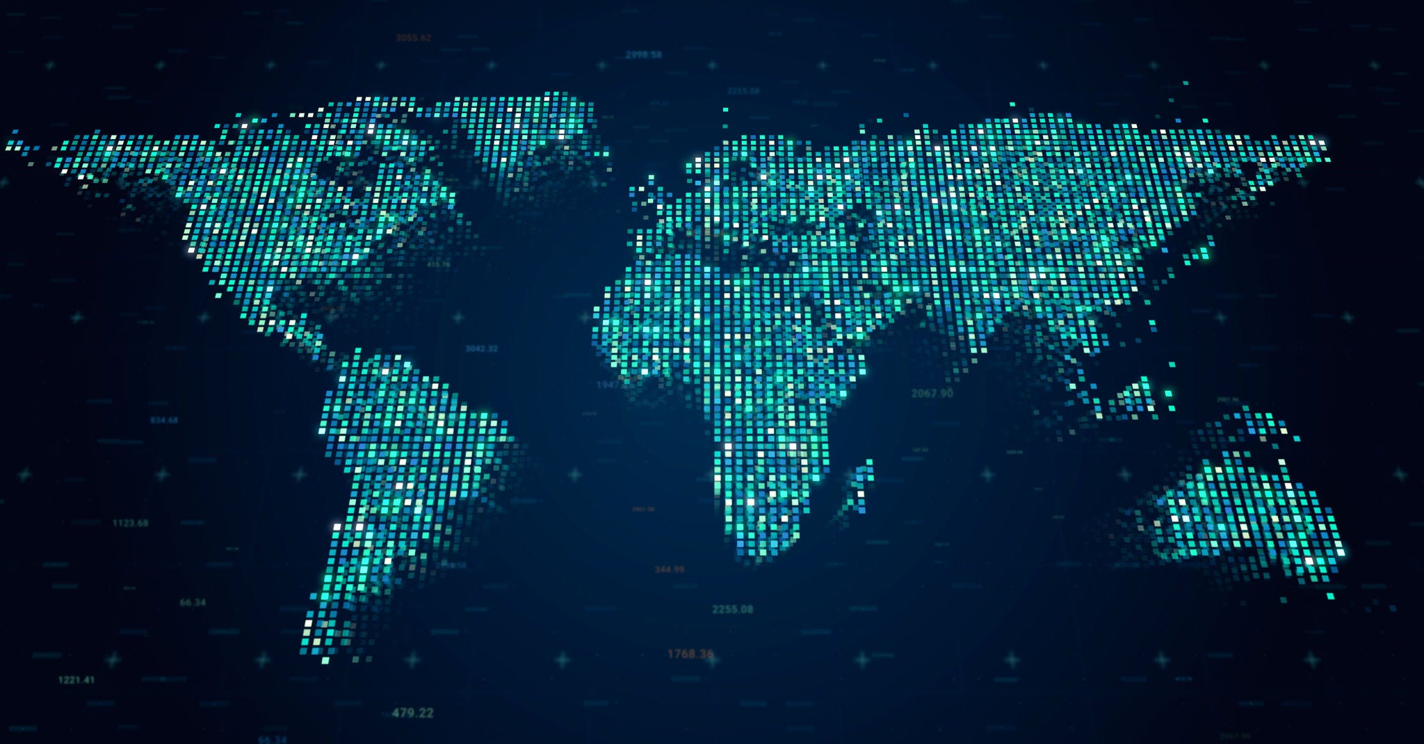 Global internet connection on digital Earth map, modern world data connectivity technology concept, 3d rendering business network information